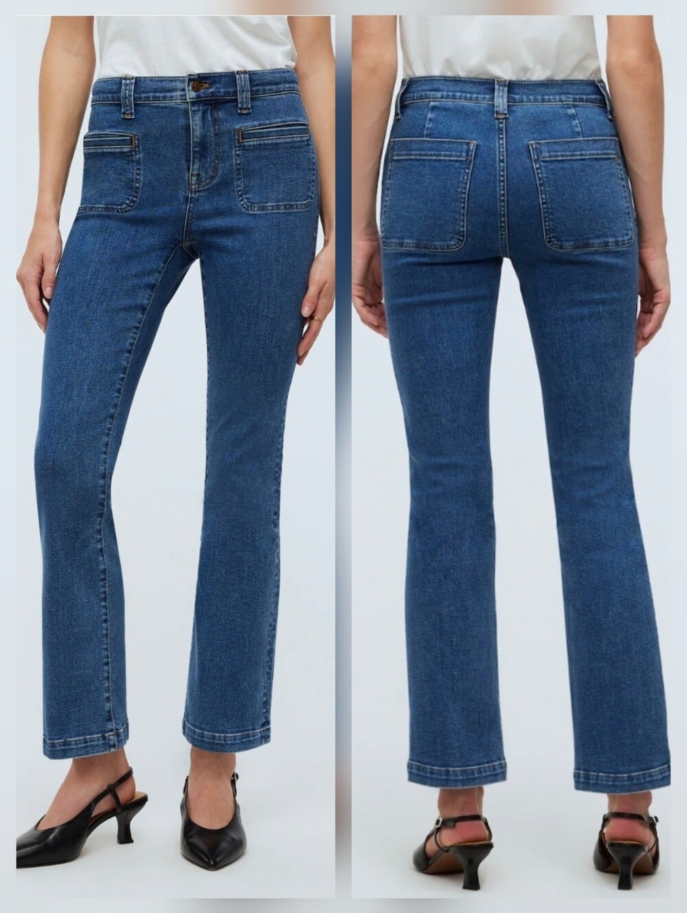 Madewell Mid-Rise Kick Out Crop Flare Jeans Patch Pocket Edition Blue Size 26
